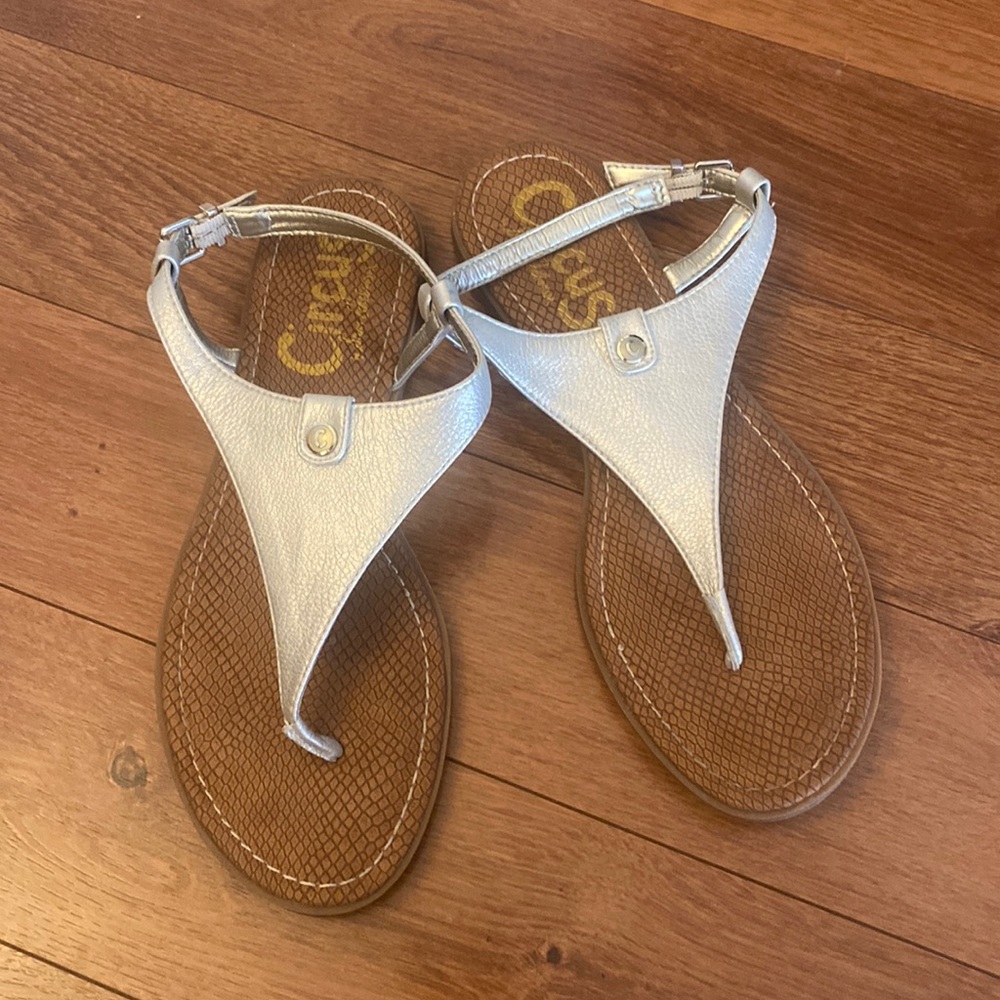 Sam Edelman Silver Metallic Thong Sandals